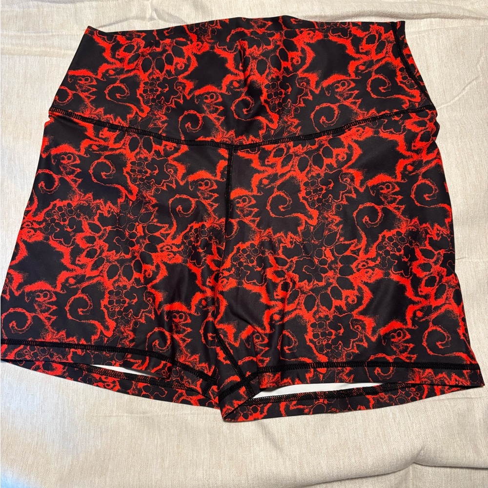 Vibrant Red and Black Women's Athletic Shorts